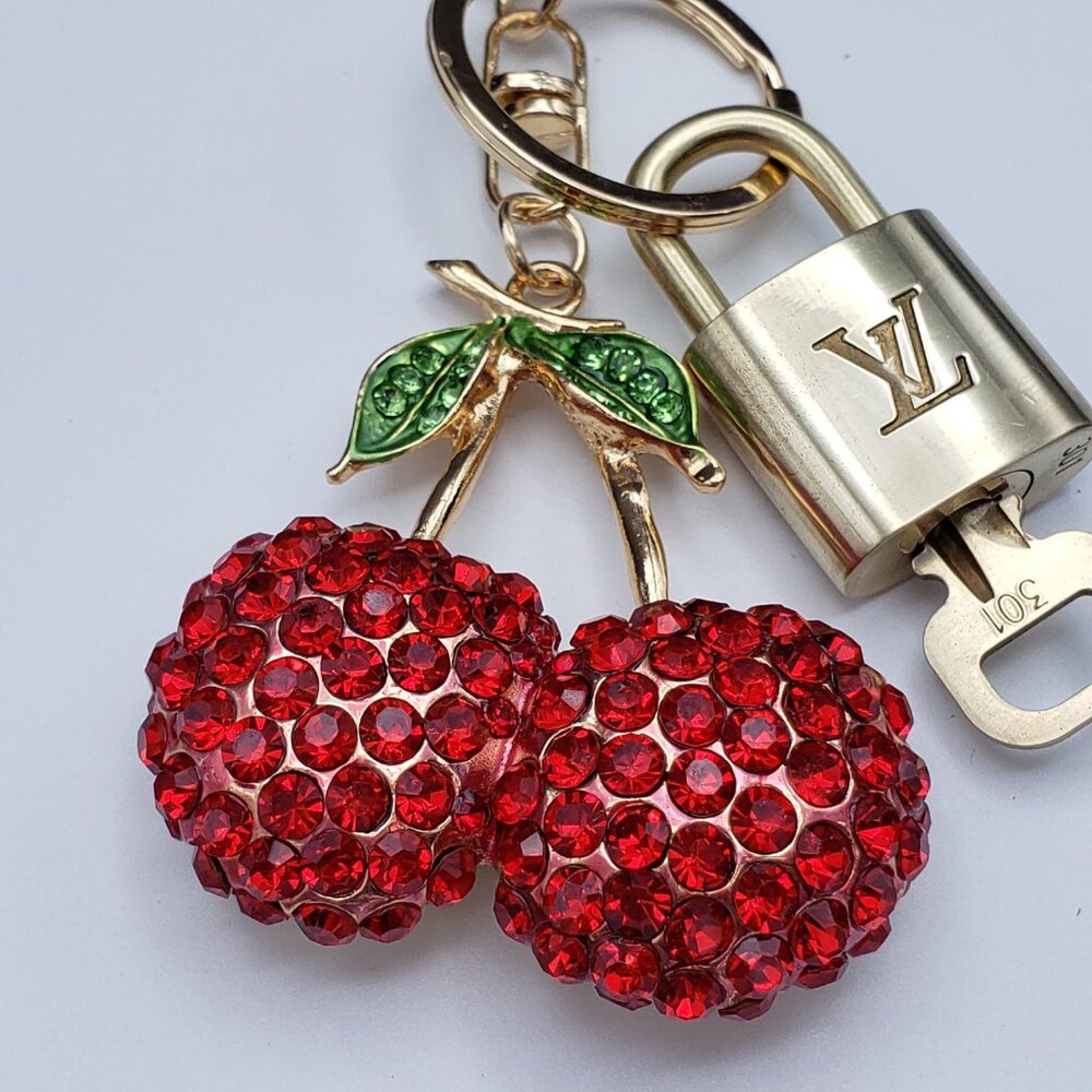Authentic Louis Vuitton Lock & Key with Unbranded Fruit Charm, Keychain - Picture 7 of 10